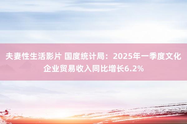 夫妻性生活影片 国度统计局：2025年一季度文化企业贸易收入同比增长6.2%