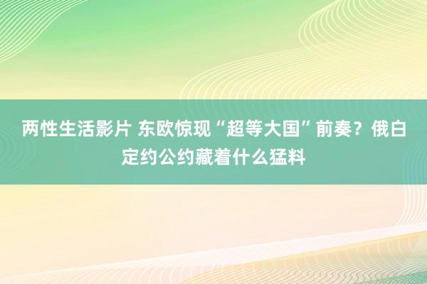 两性生活影片 东欧惊现“超等大国”前奏？俄白定约公约藏着什么猛料