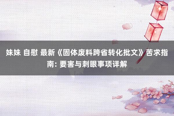 妹妹 自慰 最新《固体废料跨省转化批文》苦求指南: 要害与刺眼事项详解