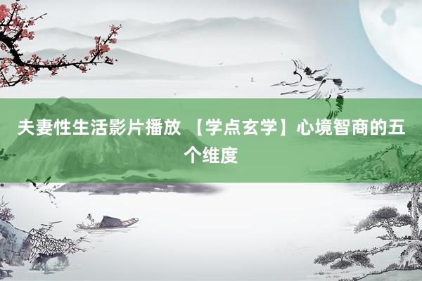 夫妻性生活影片播放 【学点玄学】心境智商的五个维度