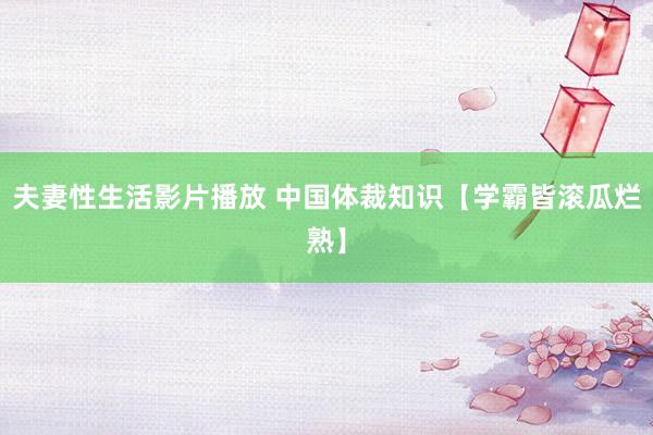 夫妻性生活影片播放 中国体裁知识【学霸皆滚瓜烂熟】