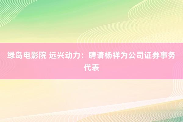 绿岛电影院 远兴动力：聘请杨祥为公司证券事务代表