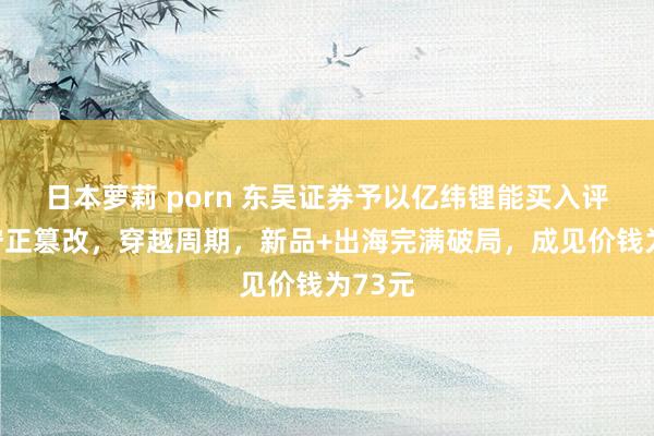 日本萝莉 porn 东吴证券予以亿纬锂能买入评级，守正篡改，穿越周期，新品+出海完满破局，成见价钱为73元